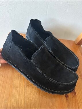 Birkenstock FootBet Men's Black Suede Slip-On Loafers